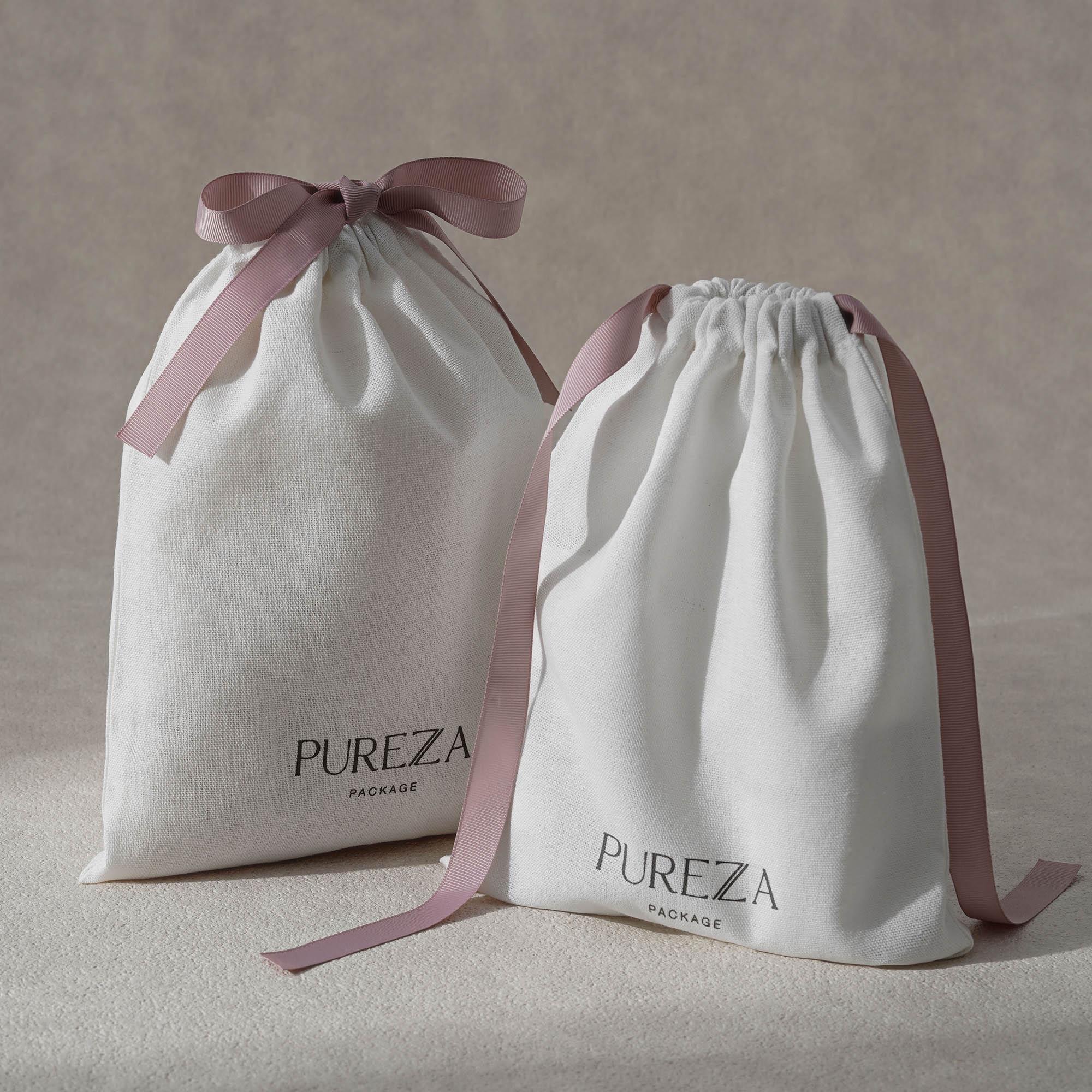 Luxury Skincare Packaging - コットン巾着袋 エコフレンドリー 再利用可能ポーチ サテンリボン付き 高級ギフト包装 ジュエリー